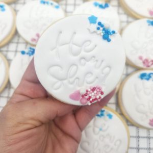 Baby Gender Reveal Cookies from Cookie Spot